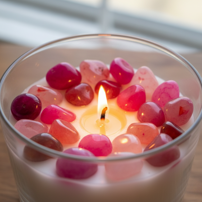 Cuarzo Ágata Bugambilia Pulido – Piedra Rosa Morado de Protección Emocional y Bienestar para Velas y Decoración