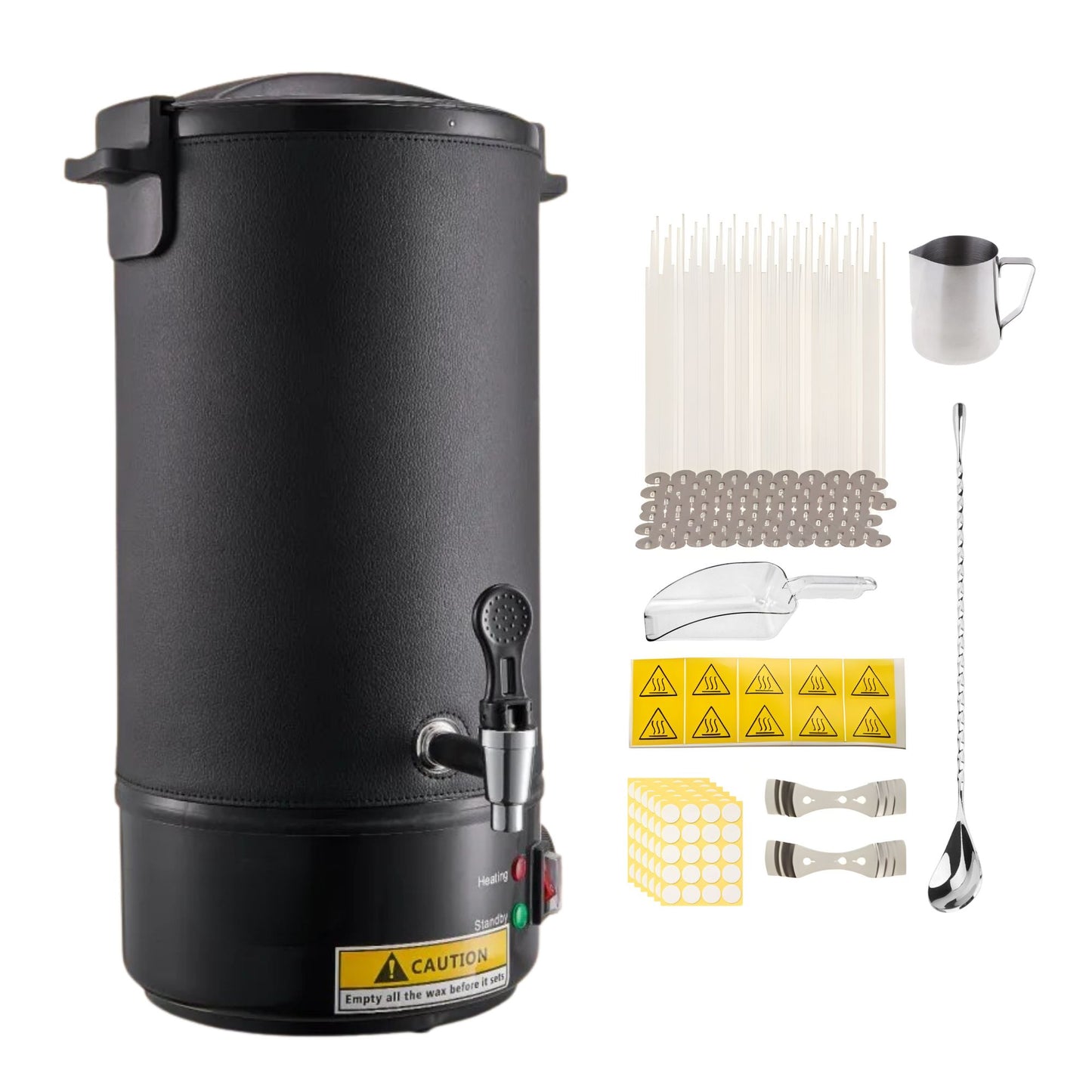 Kit Fundidor de Cera de 10 L – Derretidor de Cera Eléctrico Profesional con Llave Dispensadora hasta 110°C – Wax Melter para Velas Artesanales