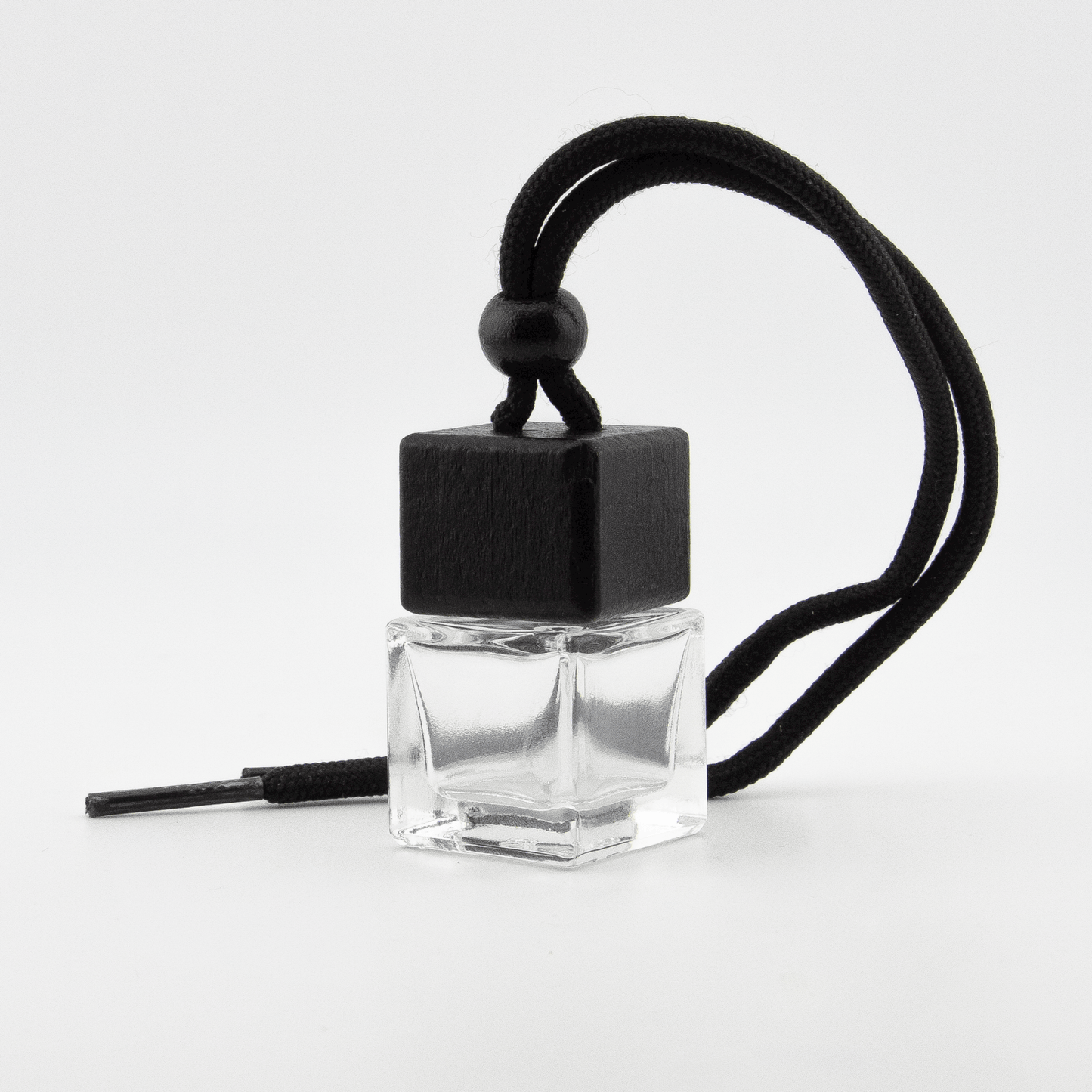 Difusor Aromático / Aromatizante para Auto / Carro – Frasco Colgante Recargable de Vidrio y Madera Tapa Cuadrada - 8ml - Candle Craft