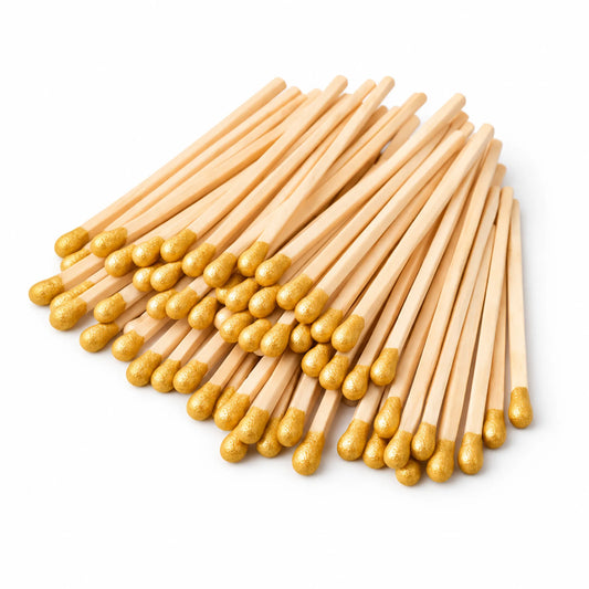 Cerillos de Colores Extra Largo de Madera para Velas - Fósforos de Madera - Dorado
