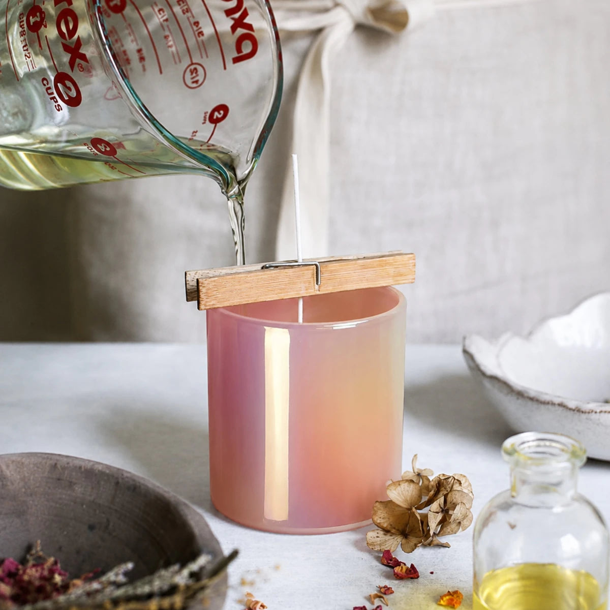 EOL - 450ml - Mónaco Vaso de vidrio para velas - Frasco Rosa Brillante Tornasol - Candle Craft