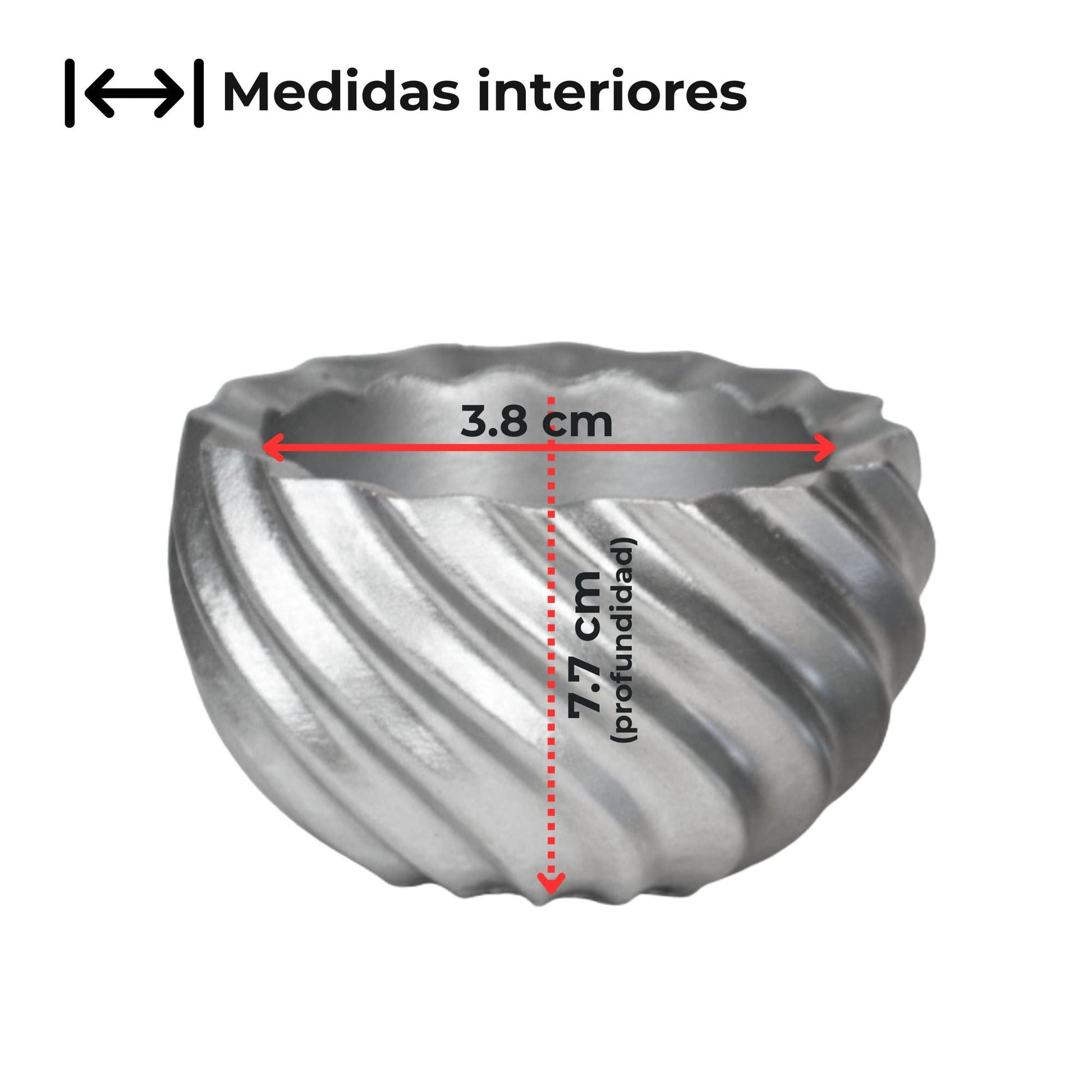Esfera de Navidad en Espiral de Concreto - Vasos para Velas Navideñas 70ml - Plateada (Edición Especial de Navidad) - Candle Craft