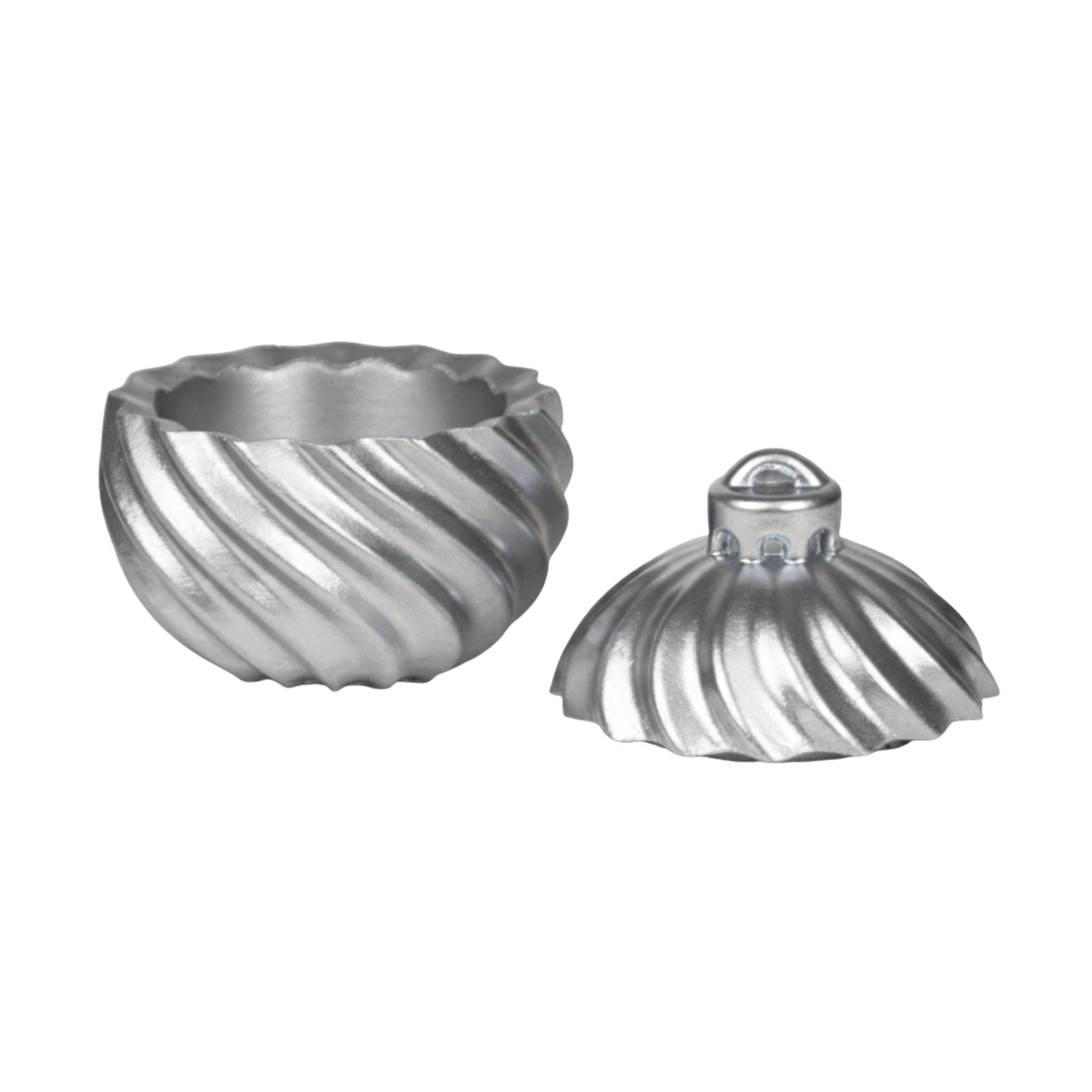 Esfera de Navidad en Espiral de Concreto - Vasos para Velas Navideñas 70ml - Plateada (Edición Especial de Navidad) - Candle Craft