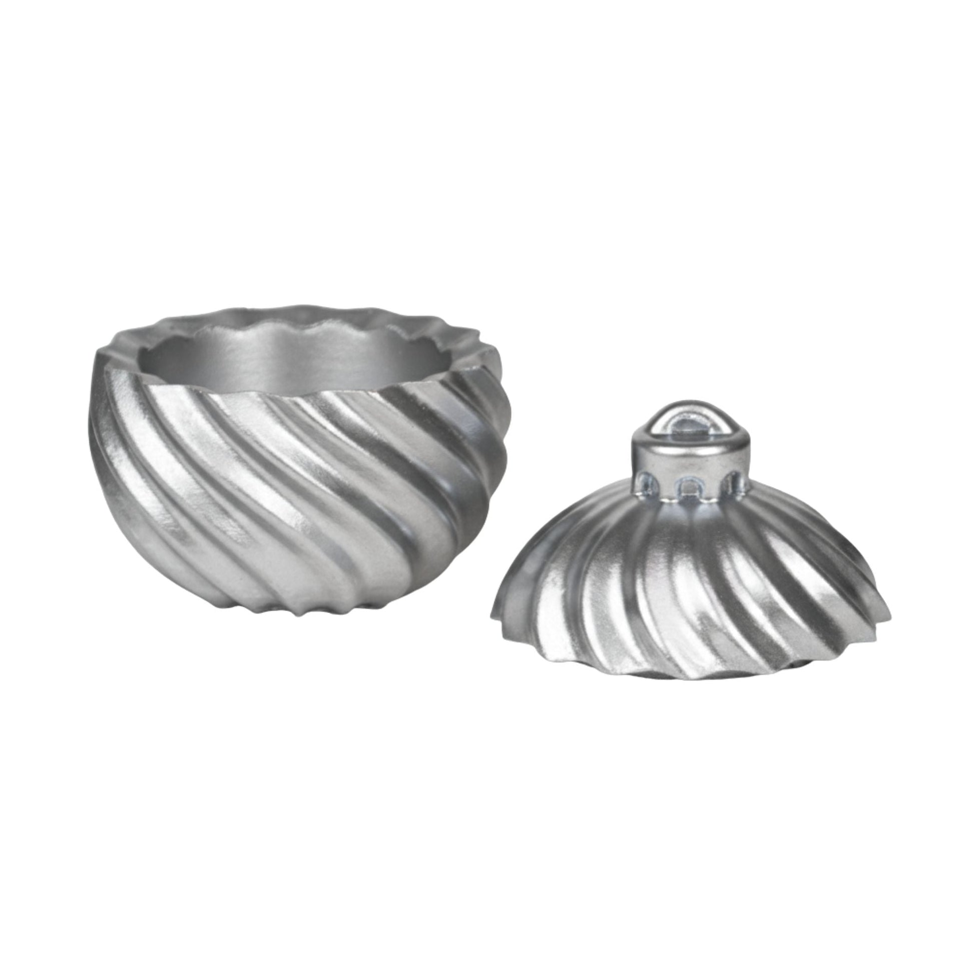 Esfera de Navidad en Espiral de Concreto - Vasos para Velas Navideñas 70ml - Plateada (Edición Especial de Navidad) - Candle Craft