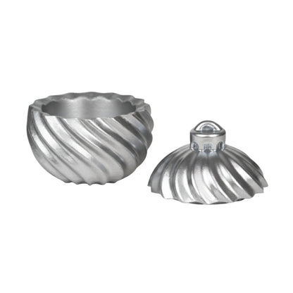 Esfera de Navidad en Espiral de Concreto - Vasos para Velas Navideñas 70ml - Plateada (Edición Especial de Navidad) - Candle Craft