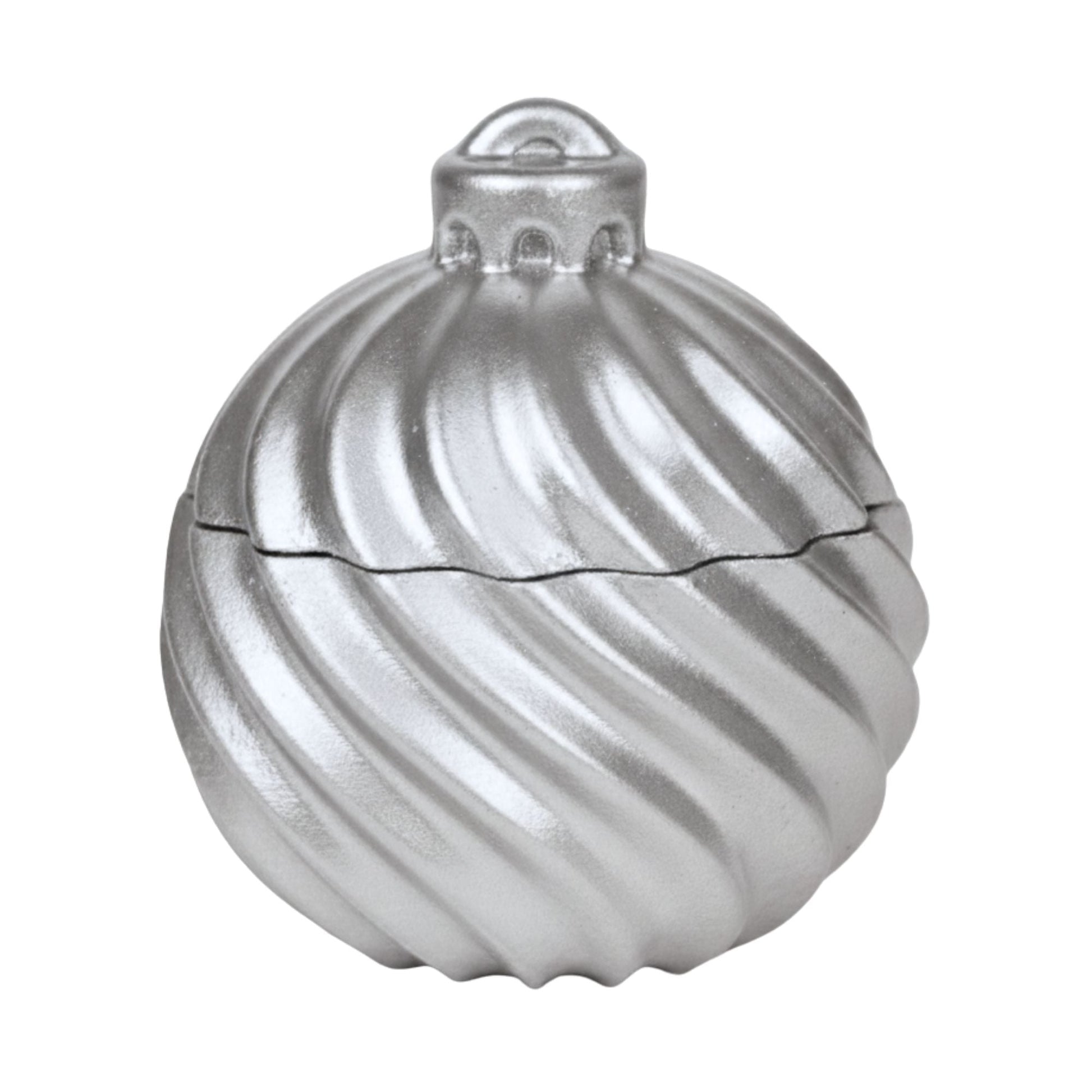 Esfera de Navidad en Espiral de Concreto - Vasos para Velas Navideñas 70ml - Plateada (Edición Especial de Navidad) - Candle Craft