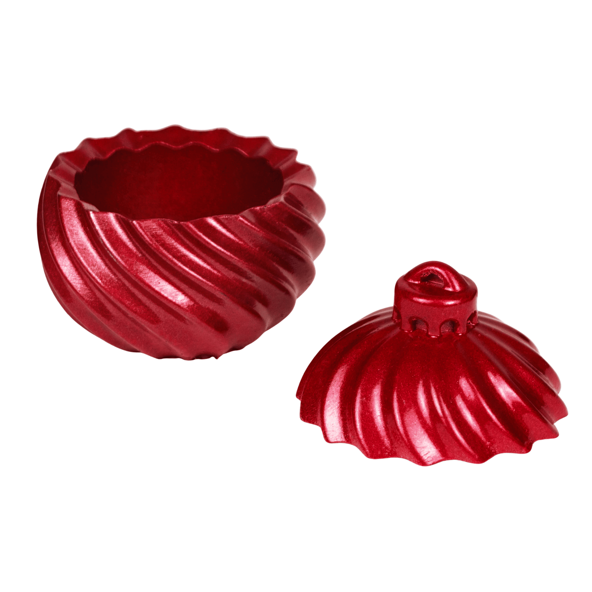 Esfera de Navidad en Espiral de Concreto - Vasos para Velas Navideñas 70ml - Roja (Edición Especial de Navidad) - Candle Craft