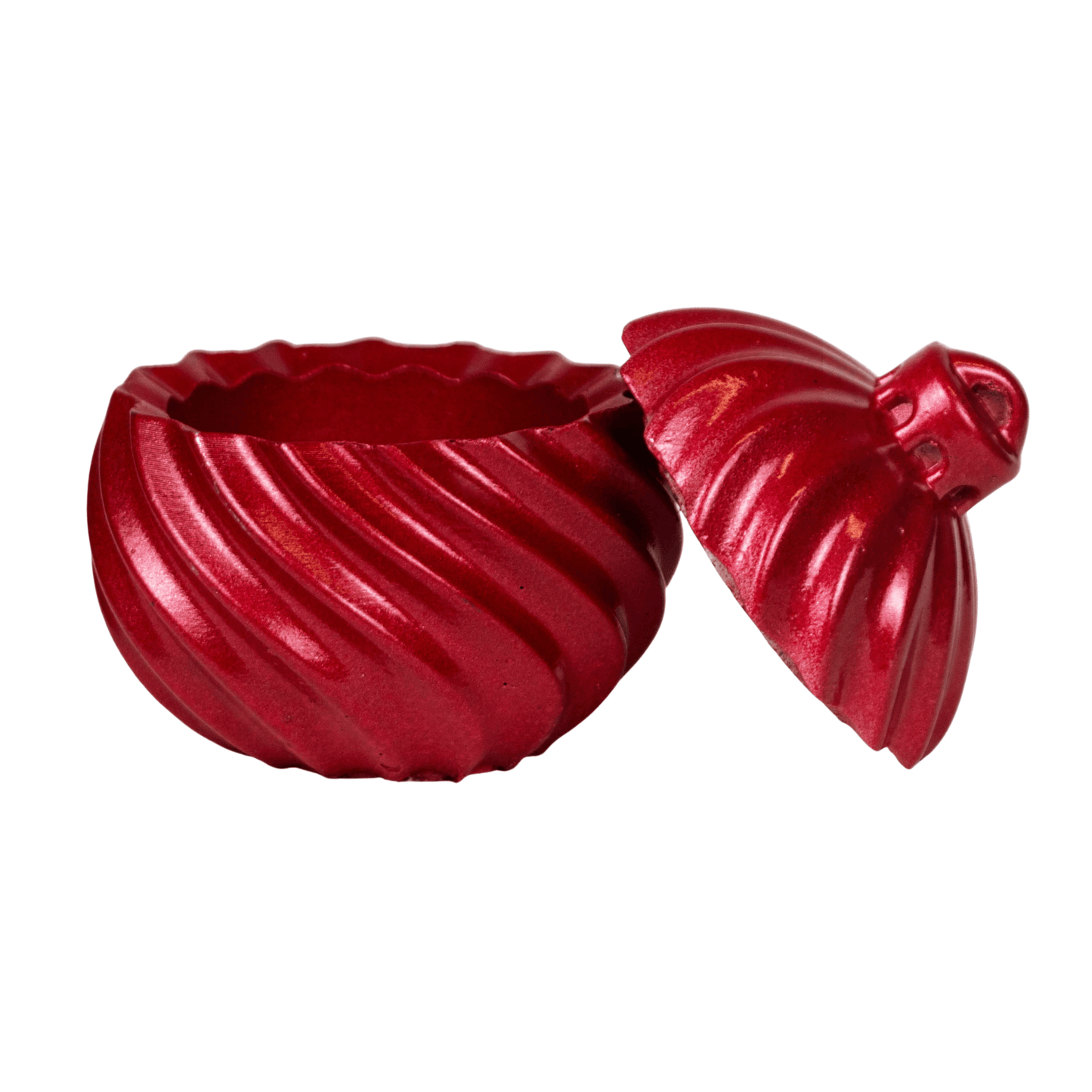 Esfera de Navidad en Espiral de Concreto - Vasos para Velas Navideñas 70ml - Roja (Edición Especial de Navidad) - Candle Craft