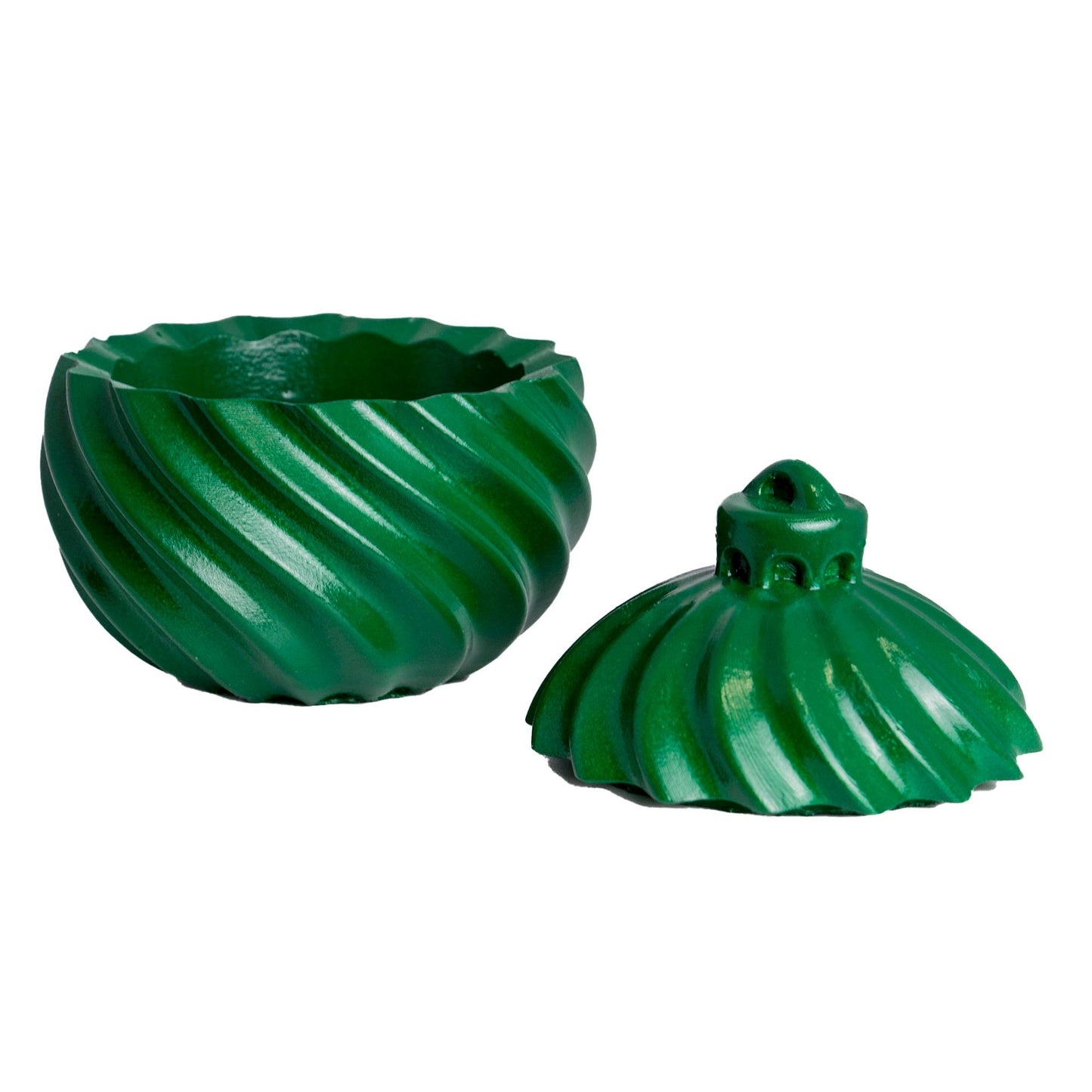 Esfera de Navidad en Espiral de Concreto - Vasos para Velas Navideñas 70ml - Verde (Edición Especial de Navidad) - Candle Craft