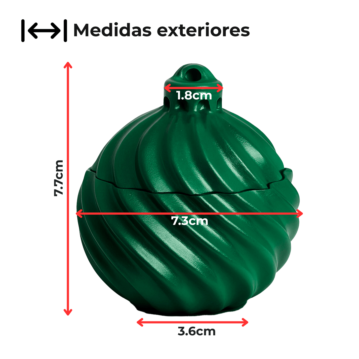 Esfera de Navidad en Espiral de Concreto - Vasos para Velas Navideñas 70ml - Verde (Edición Especial de Navidad) - Candle Craft