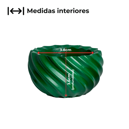 Esfera de Navidad en Espiral de Concreto - Vasos para Velas Navideñas 70ml - Verde (Edición Especial de Navidad) - Candle Craft