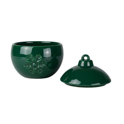 Esfera Navideña de Cerámica con Relieve de Copo de Nieve – Vasos para Velas Navideñas 220 ml - Verde (Edición Especial de Navidad) - Candle Craft