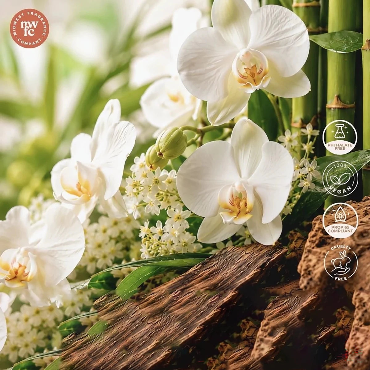 Fragancia Midwest Fragrance Company - White Orchid + Teakwood - Orquídea blanca + Madera de Teca - Importado de USA - Candle Craft
