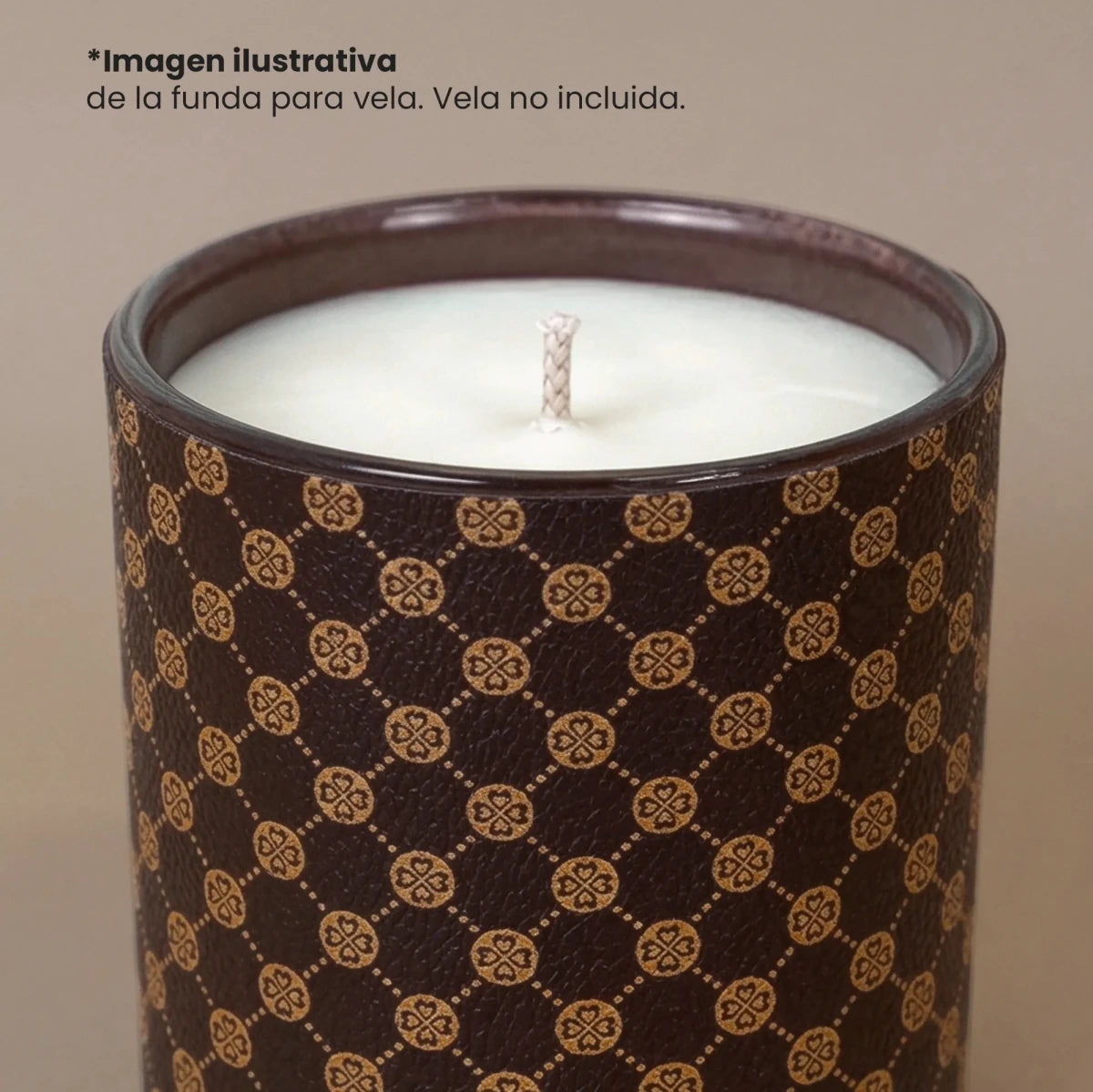Funda Decorativa para Vasos de Velas Mónaco 210ml - Sleeve para Velas Artesanales - Café con Dorado - Candle Craft
