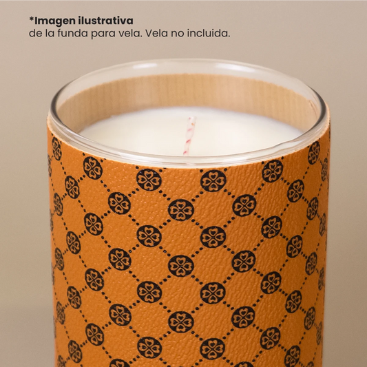 Funda Decorativa para Vasos de Velas Mónaco 210ml - Sleeve para Velas Artesanales - Naranja con Negro - Candle Craft