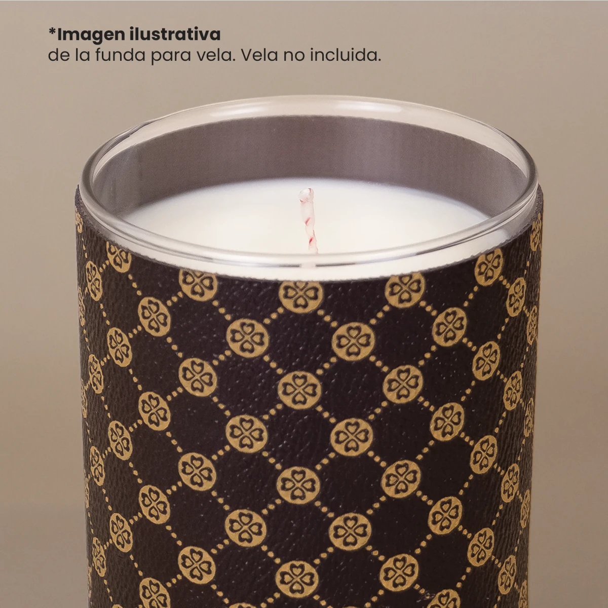 Funda Decorativa para Vasos de Velas Mónaco 300ml - Sleeve para Velas Artesanales - Café con Dorado - Candle Craft