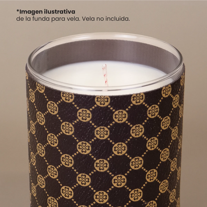 Funda Decorativa para Vasos de Velas Mónaco 300ml - Sleeve para Velas Artesanales - Café con Dorado - Candle Craft