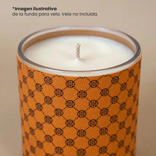 Funda Decorativa para Vasos de Velas Mónaco 560ml - Sleeve para Velas Artesanales - Naranja con Negro - Candle Craft