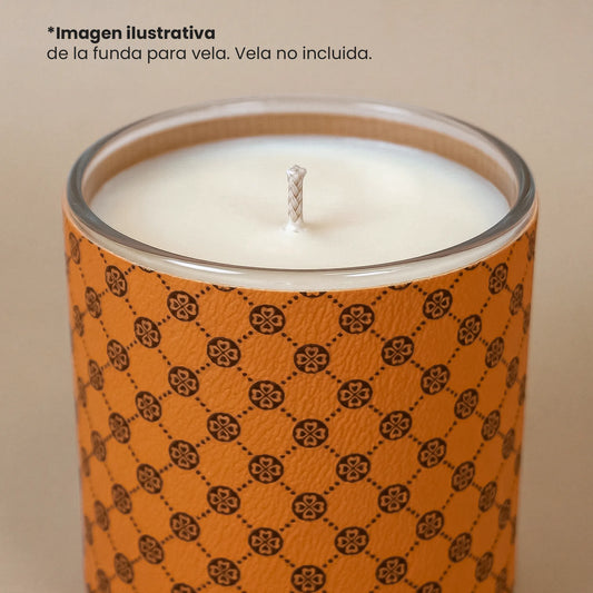 Funda Decorativa para Vasos de Velas Mónaco 560ml - Sleeve para Velas Artesanales - Naranja con Negro