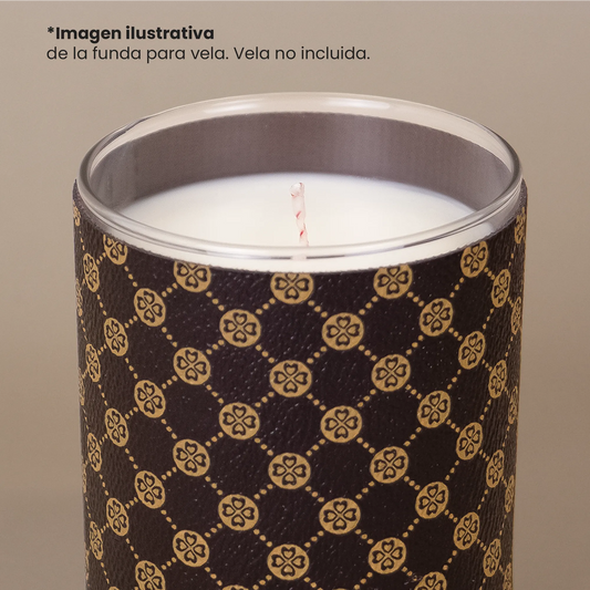 Funda Decorativa para Vasos de Velas Mónaco 300ml - Sleeve para Velas Artesanales - Café con Dorado