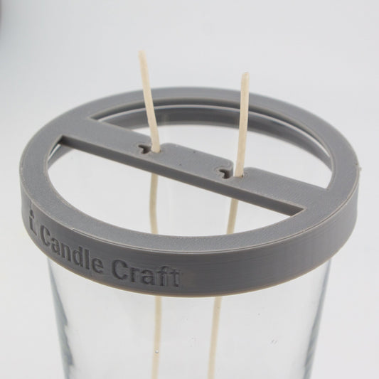 Herramienta para Centrado de Pabilos para Dos Mechas - Soporte de Mechas (Wick Holder) - Gris - Tamaño: L para 2 Pabilos - Candle Craft