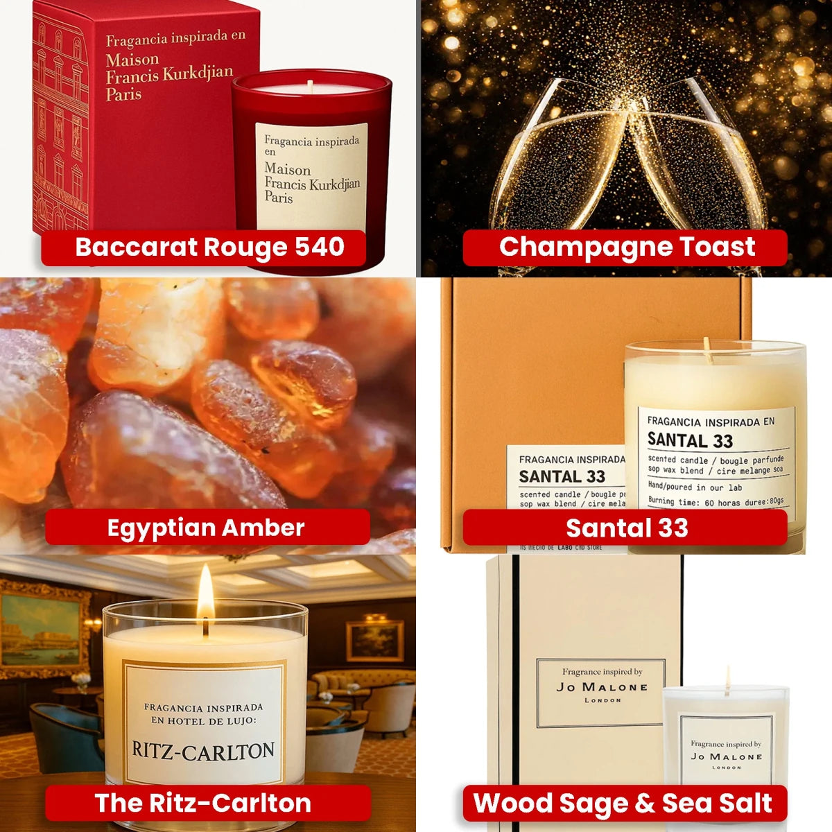 Kit de Fragancias - 6 Aromas de Lujo - 6 Muestras de 30 g para Velas - Candle Craft