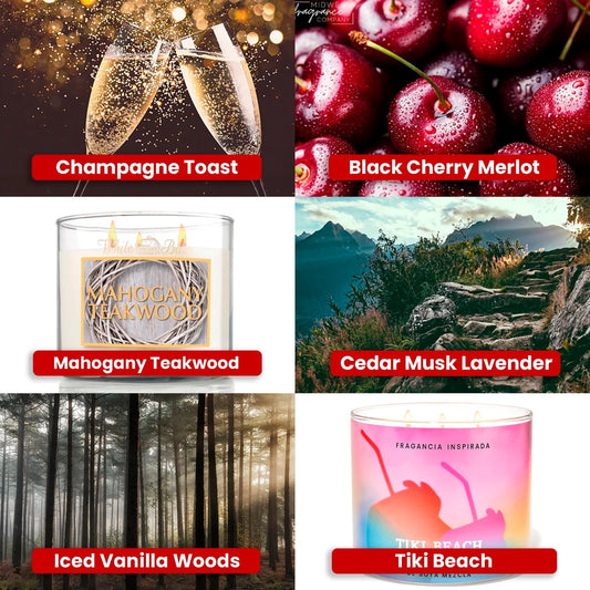 Kit de Fragancias - 6 Fragancias Más Vendidas - Inspiradas en Bath & Body Works (BBW)® / White Barn ® - 6 Muestras de 30 g para Velas - Candle Craft