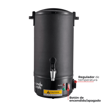 Kit Fundidor de Cera de 10 L – Derretidor de Cera Eléctrico Profesional con Llave Dispensadora hasta 110°C – Wax Melter para Velas Artesanales - Candle Craft