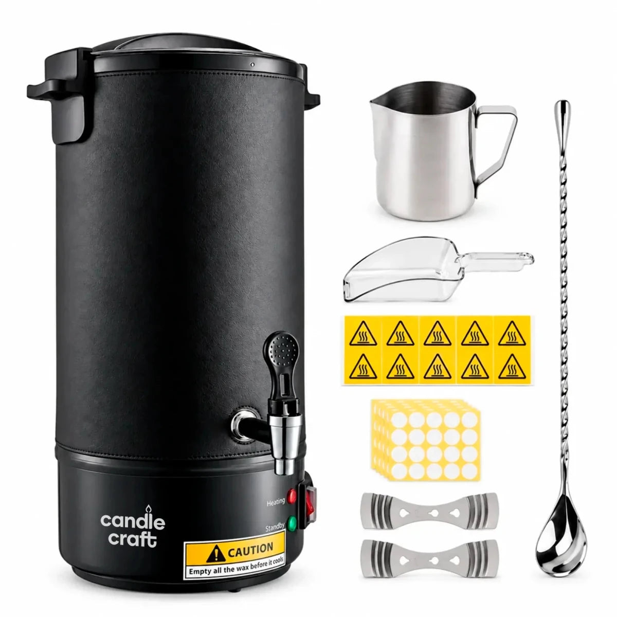 Kit Fundidor de Cera de 10 L – Derretidor de Cera Eléctrico Profesional con Llave Dispensadora hasta 110°C – Wax Melter para Velas Artesanales - Candle Craft