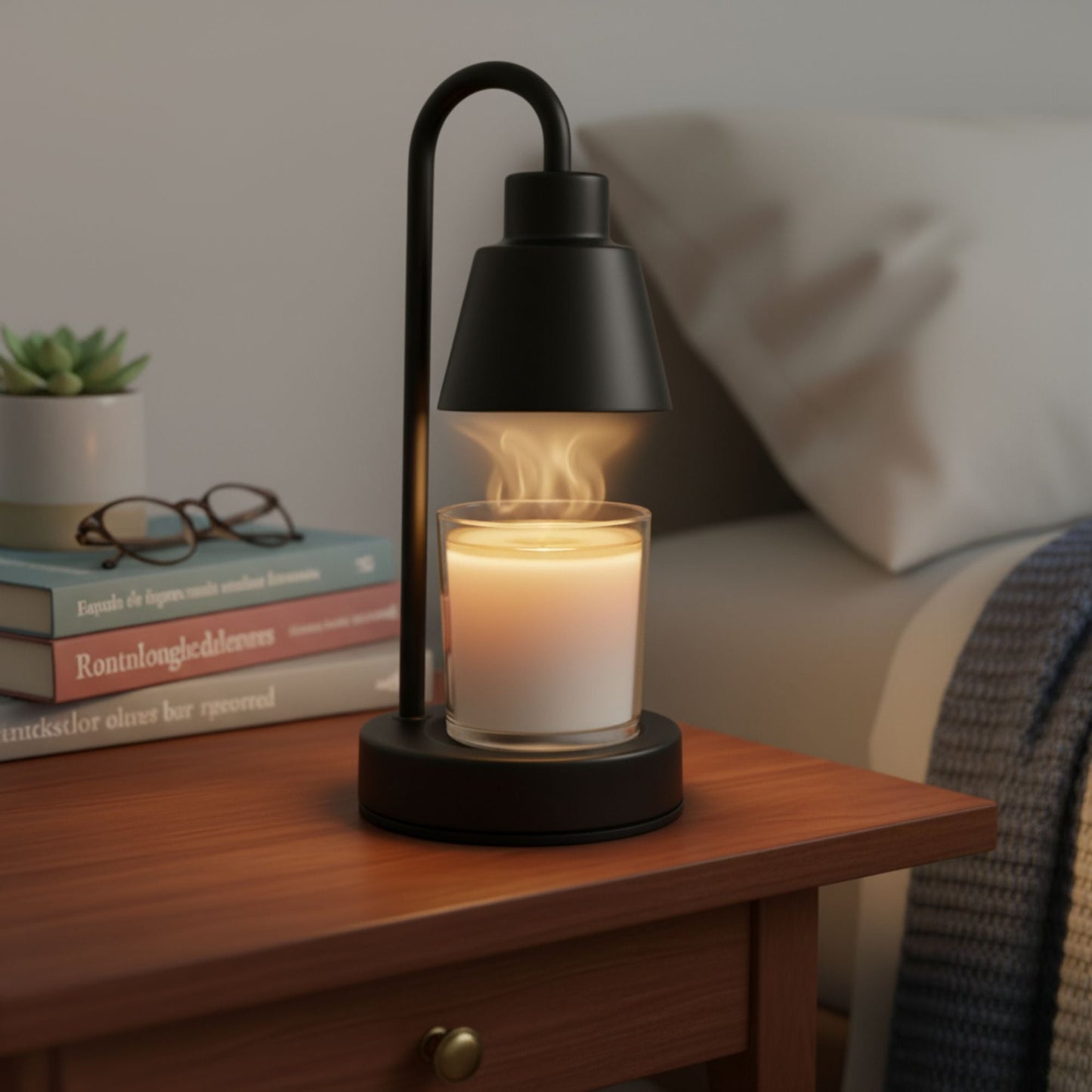 Lámpara Calentadora de Velas Aromáticas – Derretidor Eléctrico de Cera para Aromaterapia - 4 Niveles de Intensidad y Temporizador - Pequeño - Negro - Candle Craft