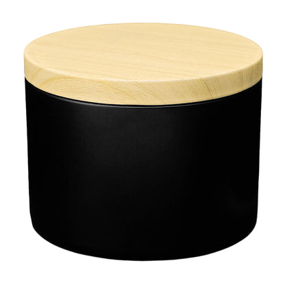 260ml - Tokio Lata de Aluminio Recto para velas - Negro Mate - Tapa Color Madera