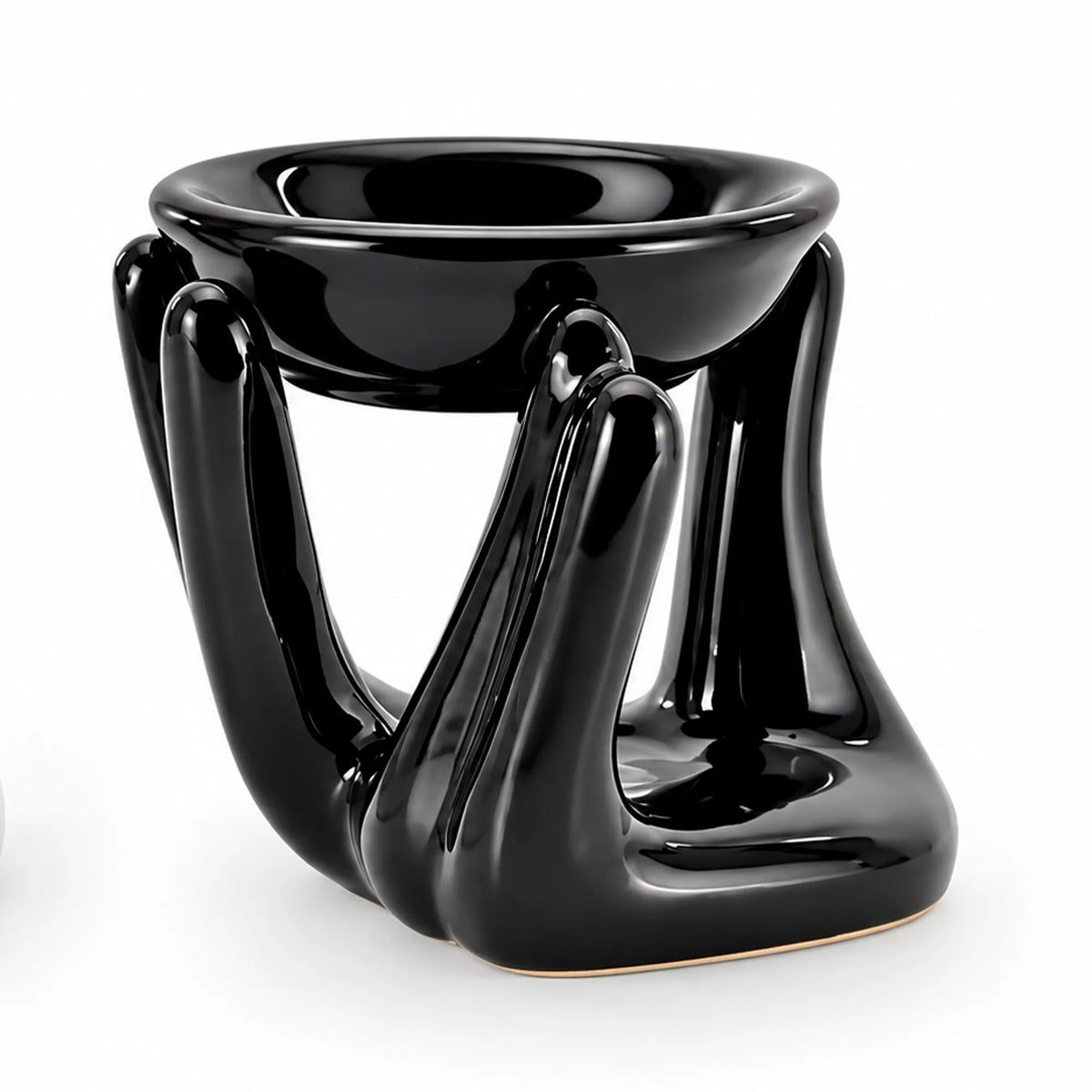 Quemador de Cera para Wax Melts - Calentador de Cera Aromática de Cerámica - Negro - Diseño Mano