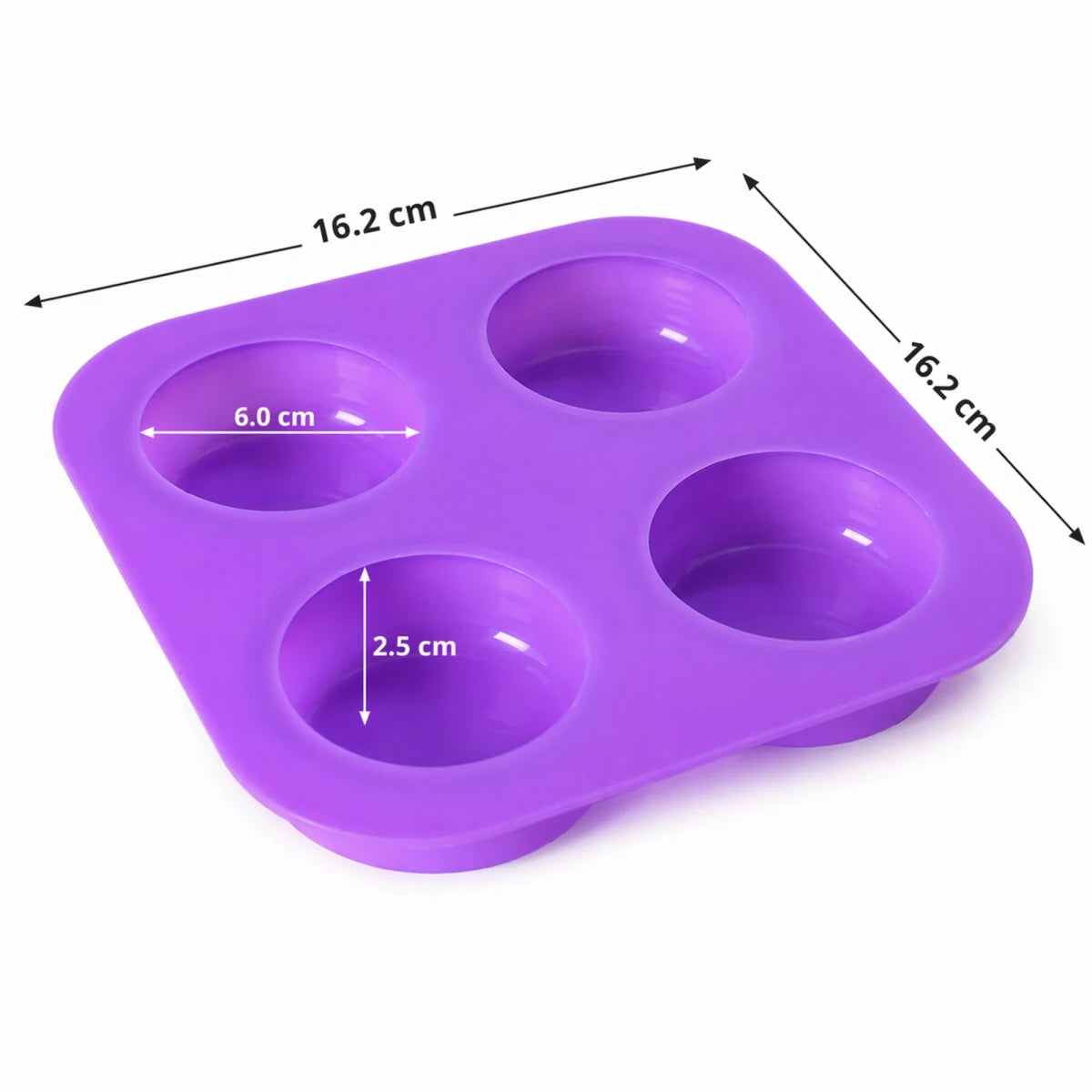 Molde Circular de Silicón Para Jabón - Molde Redondo para Jabones Artesanales - 4 cavidades - Morado - Candle Craft