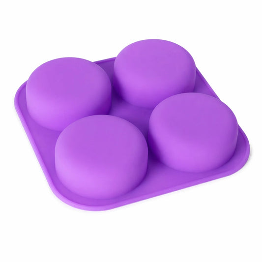 Molde Circular de Silicón Para Jabón - Molde Redondo para Jabones Artesanales - 4 cavidades - Morado - Candle Craft