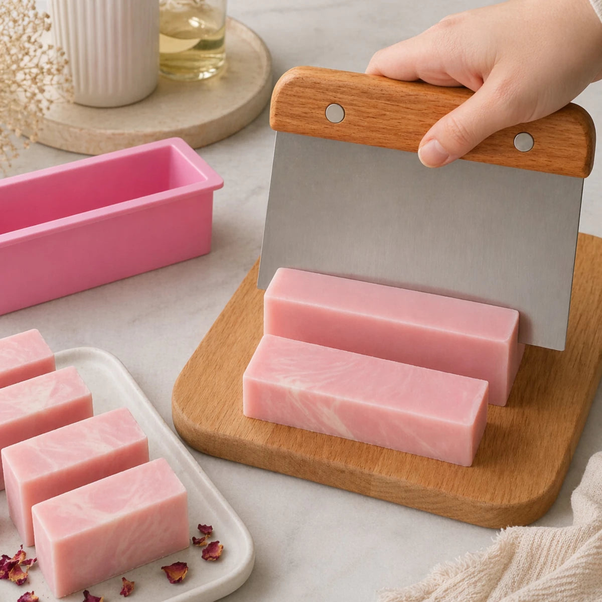 Molde Para Jabón - Molde Barra Rectangular Largo de Silicón para Jabones Artesanales - Rosa Pastel - Candle Craft