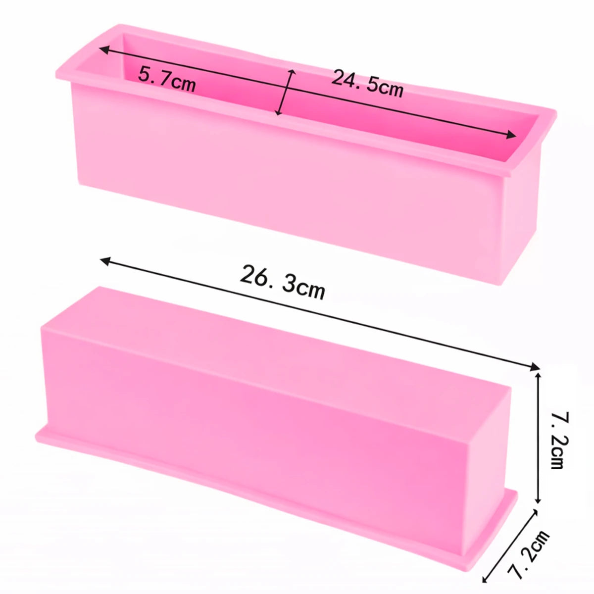 Molde Para Jabón - Molde Barra Rectangular Largo de Silicón para Jabones Artesanales - Rosa Pastel - Candle Craft