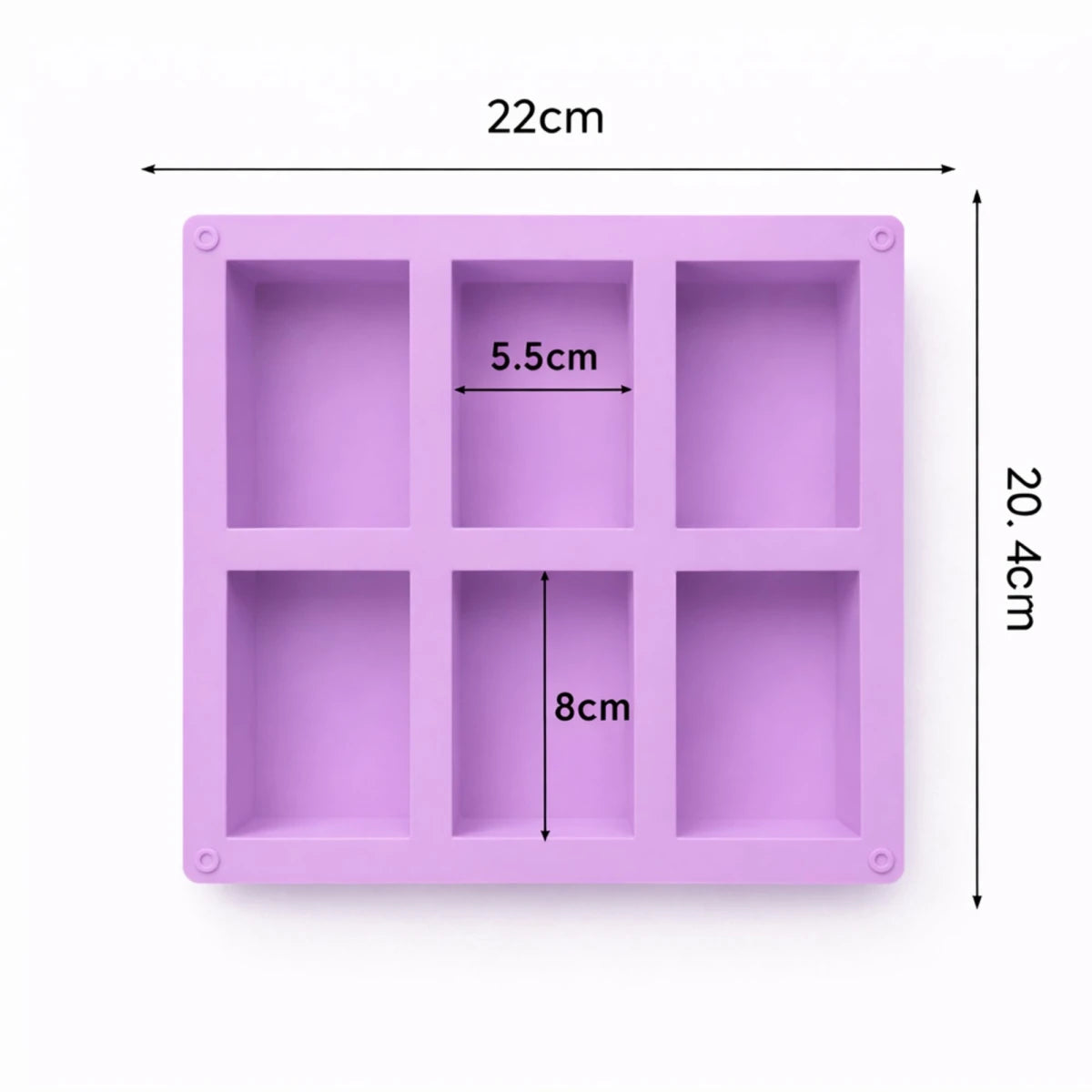Molde Rectangular de Silicón Para Jabón - Molde para Jabones Artesanales - 6 cavidades - Morado - Candle Craft