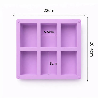 Molde Rectangular de Silicón Para Jabón - Molde para Jabones Artesanales - 6 cavidades - Morado - Candle Craft