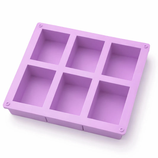 Molde Rectangular de Silicón Para Jabón - Molde para Jabones Artesanales - 6 cavidades - Morado - Candle Craft