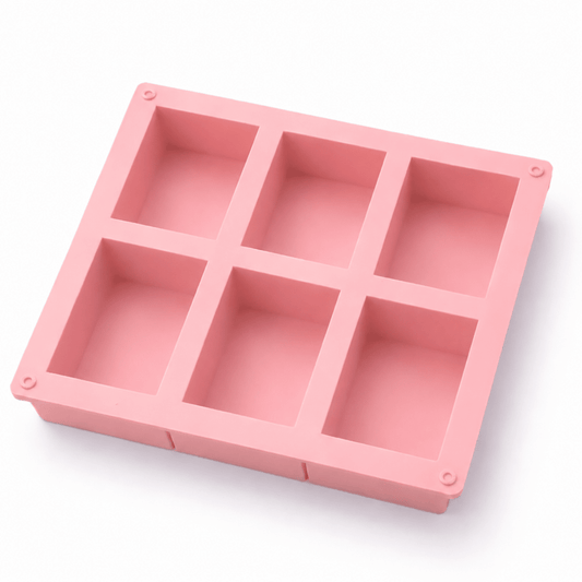 Molde Rectangular de Silicón Para Jabón - Molde para Jabones Artesanales - 6 cavidades - Rosa - Candle Craft
