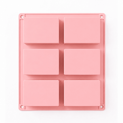 Molde Rectangular de Silicón Para Jabón - Molde para Jabones Artesanales - 6 cavidades - Rosa - Candle Craft
