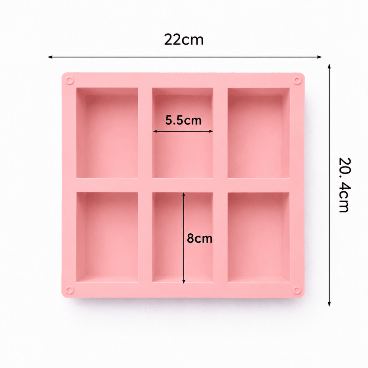 Molde Rectangular de Silicón Para Jabón - Molde para Jabones Artesanales - 6 cavidades - Rosa - Candle Craft