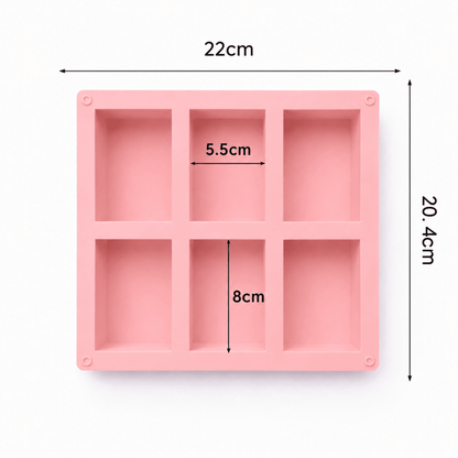 Molde Rectangular de Silicón Para Jabón - Molde para Jabones Artesanales - 6 cavidades - Rosa - Candle Craft