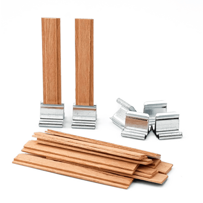 Pabilo de Madera para Velas - Doble 10×60 mm - Mecha de Madera con Fichas - Candle Craft