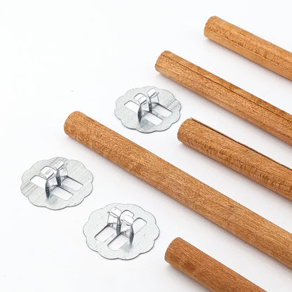 Pabilo de Madera para Velas - Tubo Cilíndrico 10×120 mm - Mecha de Madera con Fichas - Candle Craft