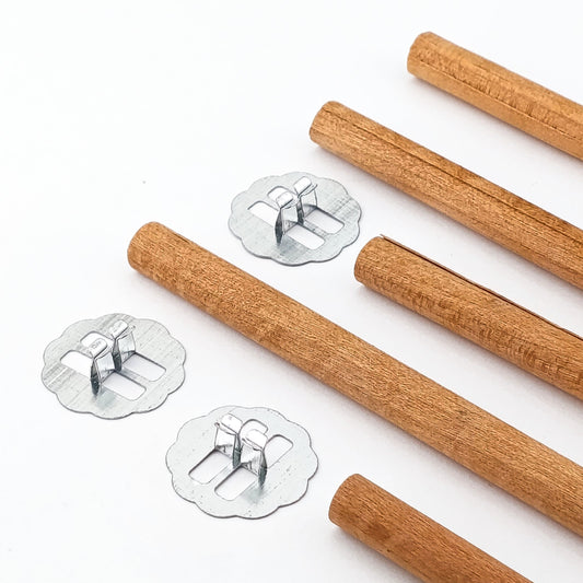 Pabilo de Madera para Velas - Tubo Cilíndrico 10×120 mm - Mecha de Madera con Fichas - Candle Craft