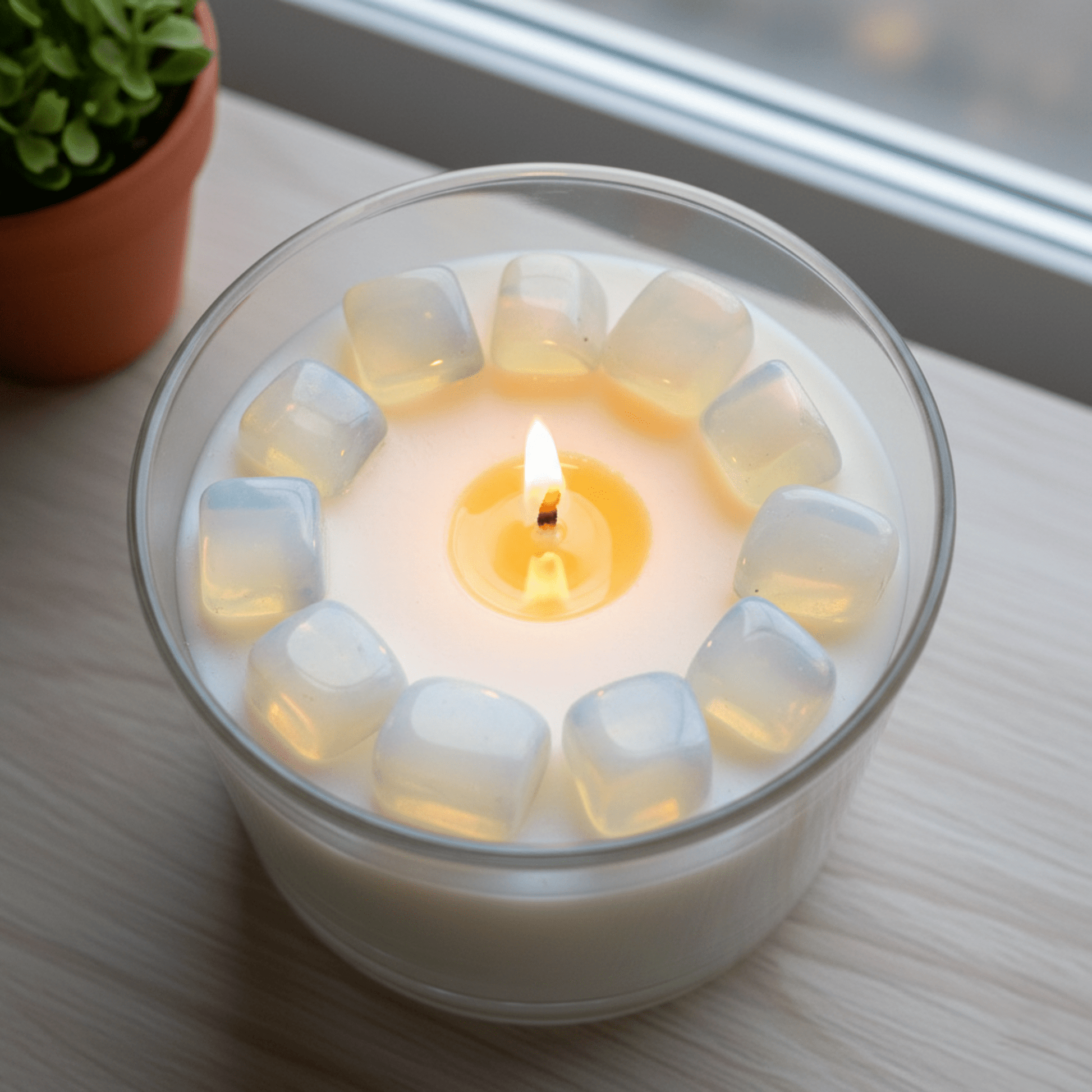 Piedra de Luna Opalina Pulido – Piedra de la Serenidad y la Calma para Velas y Decoración - Candle Craft