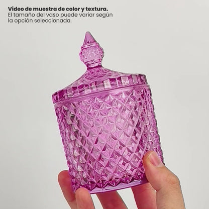 300ml - París Vaso de lujo de vidrio para velas - Frasco Fucsia / Morado Claro / Magenta