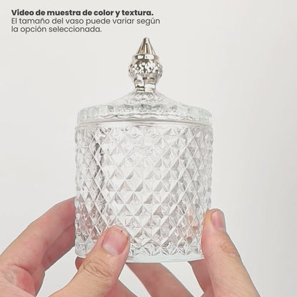600ml - París Vaso de lujo de vidrio para velas - Frasco Transparente con Oro