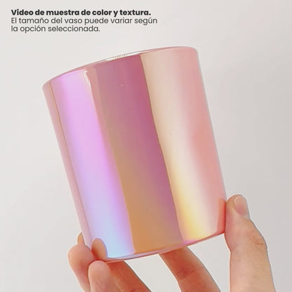 EOL - 450ml - Mónaco Vaso de vidrio para velas - Frasco Rosa Brillante Tornasol